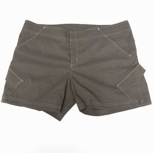 Athleta Cargo Hiking Shorts Sz 14 Womens Olive Green Nylon Pockets Drawstring